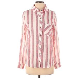 Pulse Red & White Striped Button Down Shirt Top Size XS